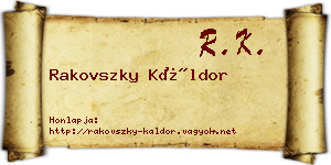Rakovszky Káldor névjegykártya
